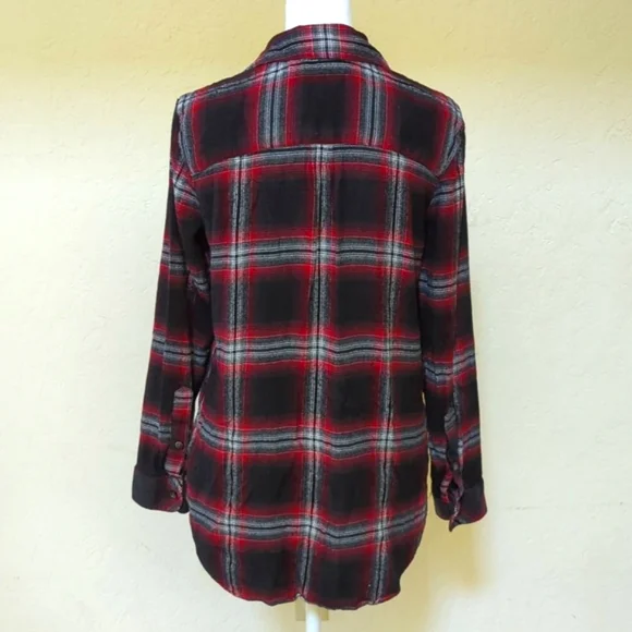 Madewell Flannel Classic Ex-Boyfriend Shirt in Rollins Red Plaid Size Small - Picture 6 of 9